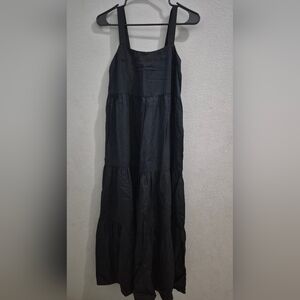 Everyday Black Tiered Maxi Dress with Wide Straps